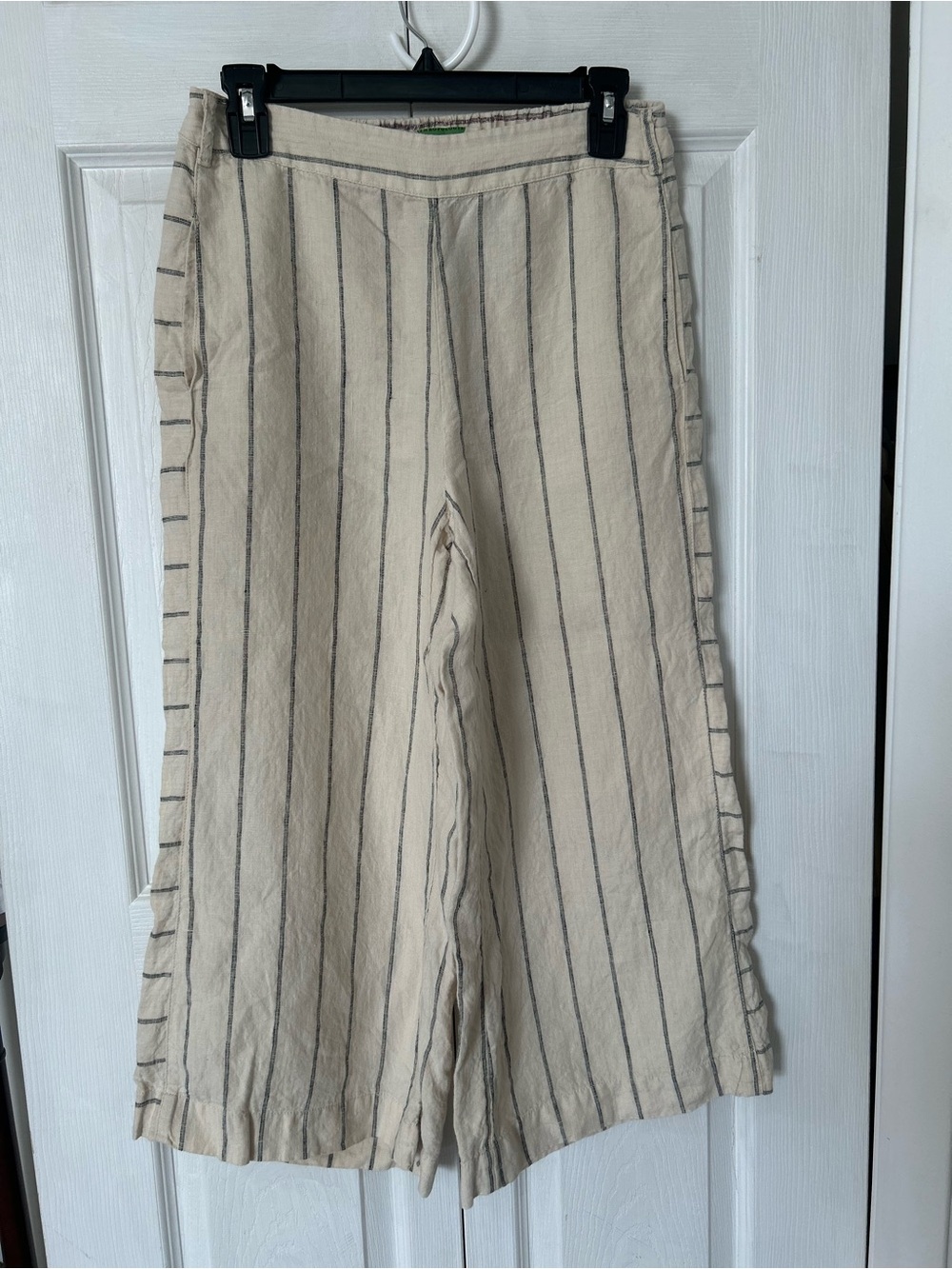Anthropologie Cream Elastic back waist Striped crop Pants wide leg size XS